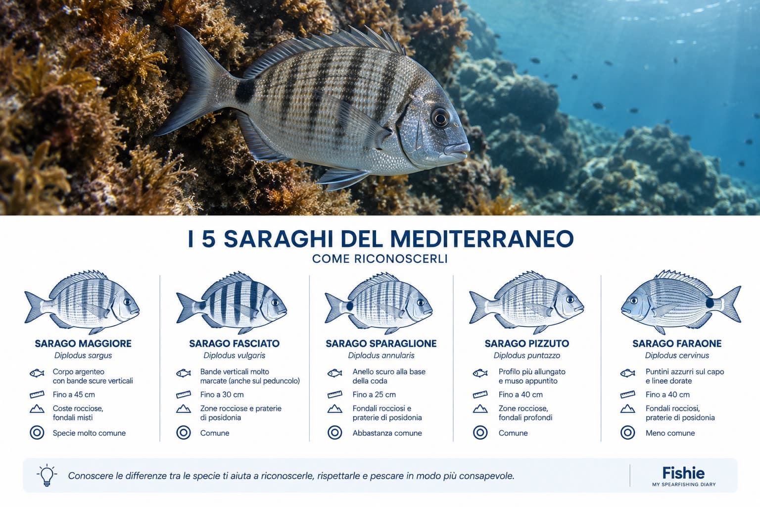Fishie guide to recognizing five Mediterranean sea bream species