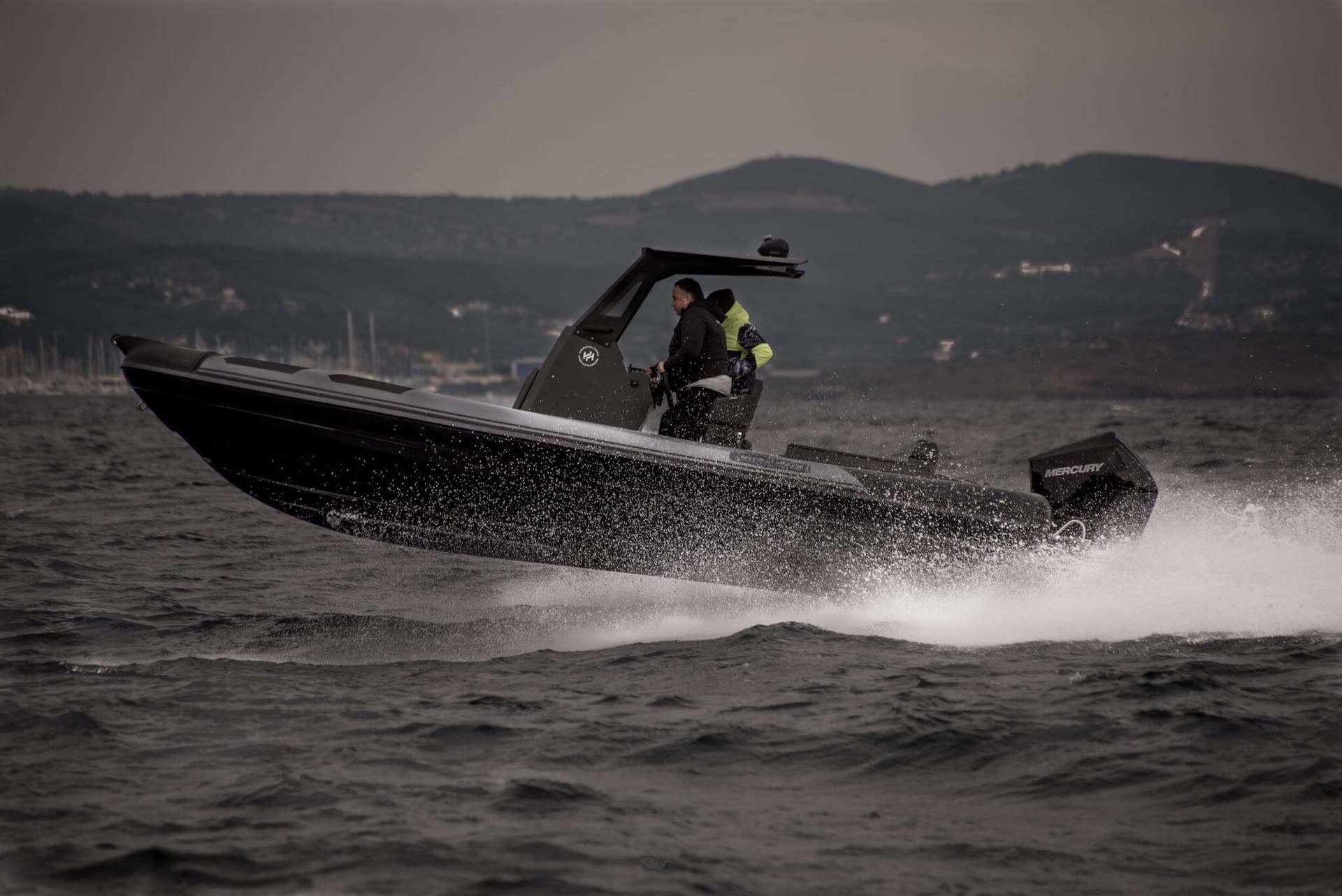 Hydrohulls HH7 RIB leaping through choppy open water